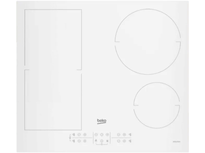 Placa inducción- Beko HII64200FMTW, 4 zonas + 1 FlexiZone, IndyFlex, Función Booster, Blanco