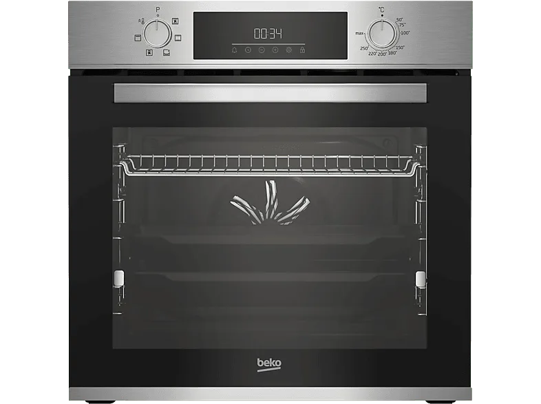 Horno - Beko BBIE123001XD, Multifunción, Limpieza Hidrólitica, 72l, 59.4 cm, Tecnología Aeroperfect, Pantalla LED, Inox