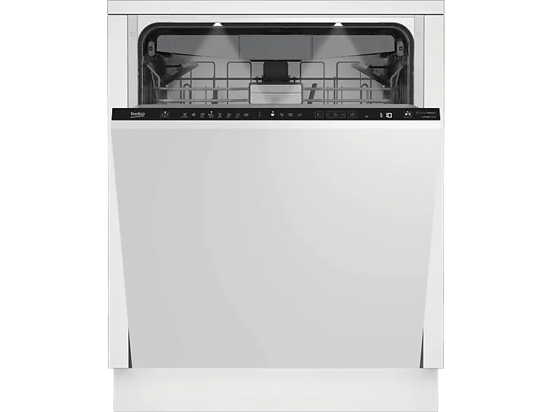 Lavavajillas integrable - Beko BDIN38644D, 16 Servicios, 8 Programas, 60 cm, Tercera bandeja, CornerIntense, DeepWash, Sin panelar