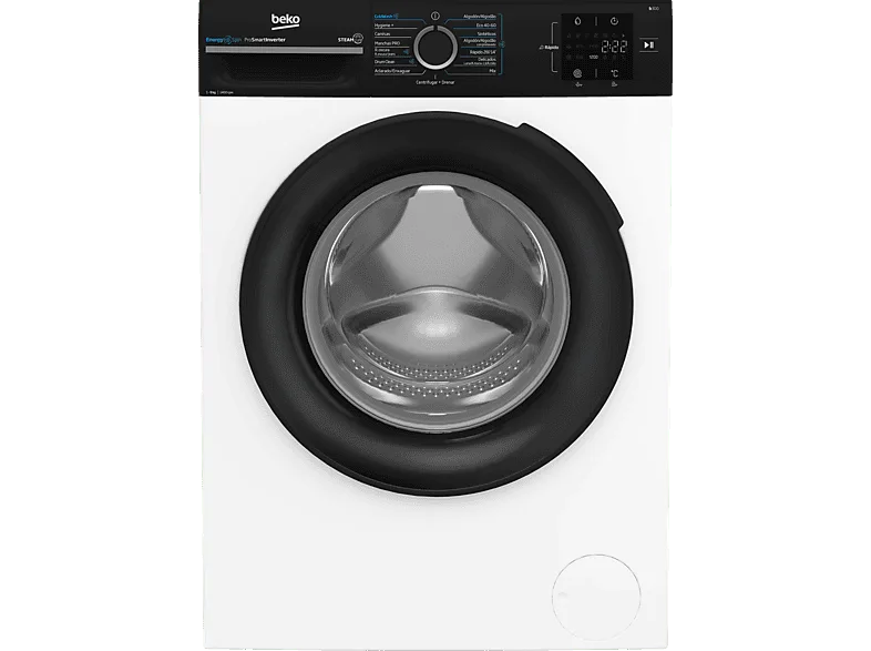 Lavadora carga frontal - Beko BM3WFSU39413, 9 kg, 1400 rpm, 15 Programas, Energy Spin, Steam Cure™, Motor ProSmart Inverter, Blanco (imagen 1 de 3)