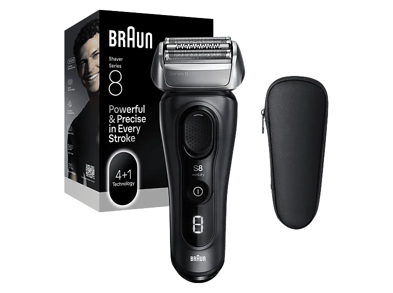 Afeitadora - Braun eléctrica Series 8 8603s, SensoAdapt, 60 min autonomía, Afeitado en seco y mojado, Gris