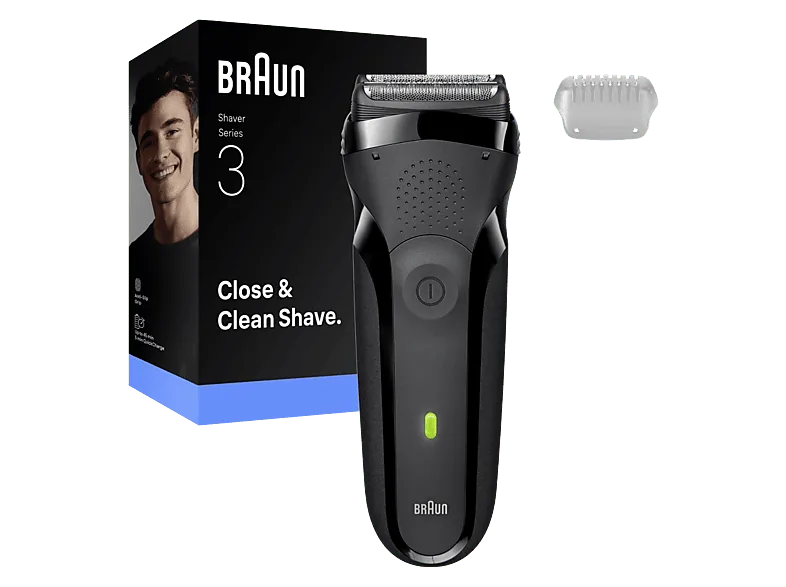 Afeitadora - Braun eléctrica Serie 3 300s, 2 láminas Flex de afeitado, Resistente al agua, 300S, Gris