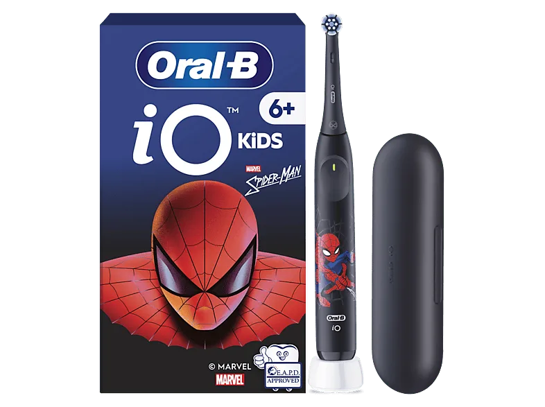 Cepillo eléctrico infantil - Oral-B iO Kids Spiderman by Marvel, 3 modos, 1 Cabezal de recambio, Temporizador con música, Acceso app Disney, +6 Años