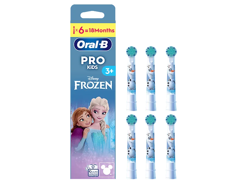 Recambio para cepillo dental - Oral-B Pro Kids 3+, Cabezales de recambio Disney Frozen, +3 años, Pack 6 unidades