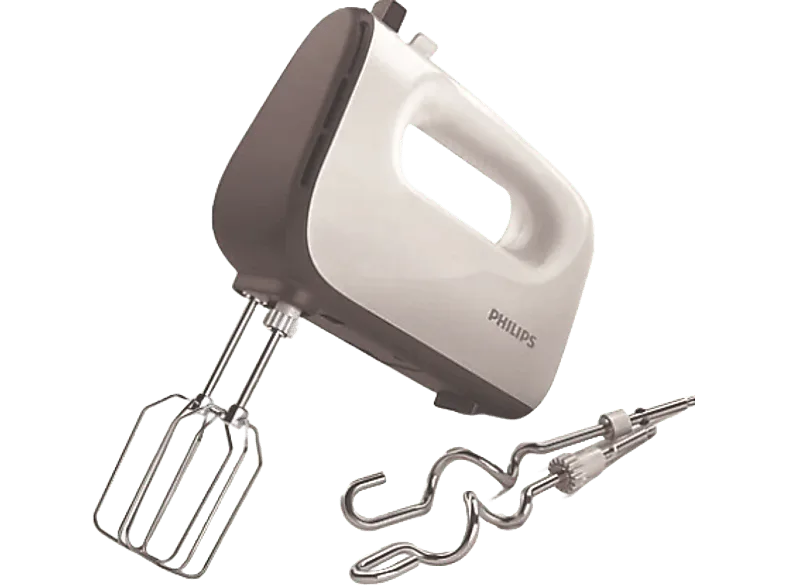 Amasadora de mano - Philips HR3741/00, 5 velocidades + Turbo, 450 W, Blanco