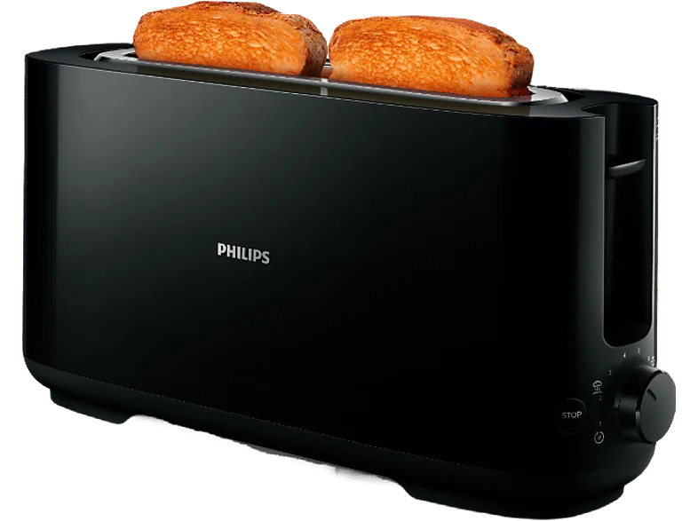 Tostadora - Philips HD2590/90, Capacidad para 2 tostadas, 8 ajustes, Negro
