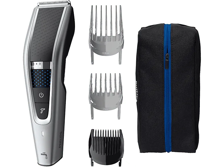 Cortapelos - Philips S5000 HC5630/15, 28 longitudes, 90 min autonomía sin cable, 3 cabezales, 2 para pelo y 1 barba, estuche