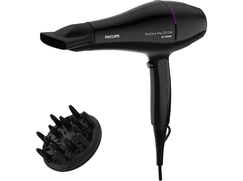 Secador - Philips BHD274/00 Pro DryCare, Ionizador, Thermoprotect, 2200W, 6 temperaturas y velocidades, Negro
