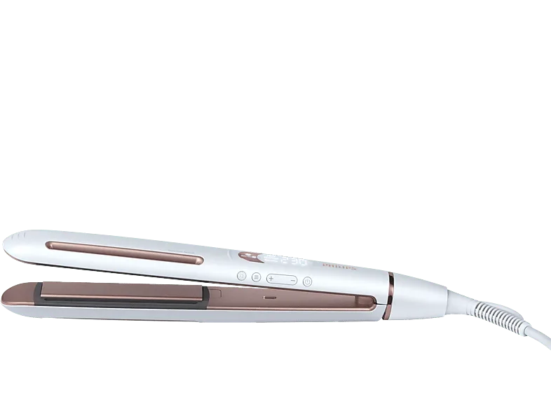 Plancha de pelo - Philips BHS830/00, Cerámica, 3 modos, 53 W, 230 °C, Tecnología SenseIQ, Blanco