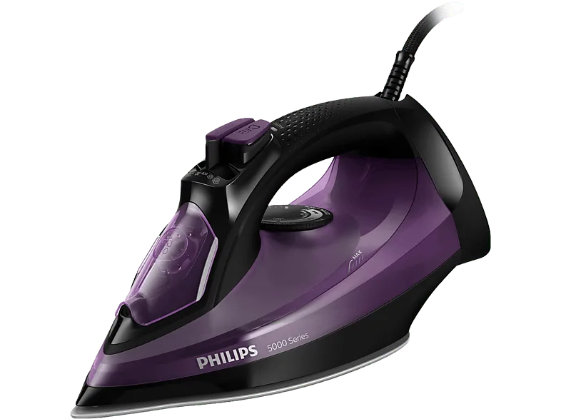 Plancha de vapor - Philips DST5030/80, Golpe hasta 180 g/min, Vapor vertical, Antigoteo, Calc-Clean, Morado