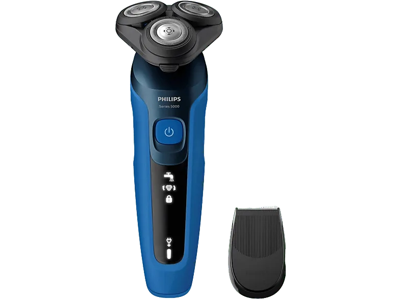 Afeitadora - Philips S5000 S5466/17, eléctrica, Seco y Mojado, Sensor barba, Soporte de carga, Cortapatillas