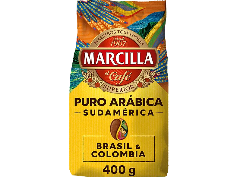 Café en grano - Marcilla Puro Arábica: Sudamérica, Brasil y Colomia, 400g