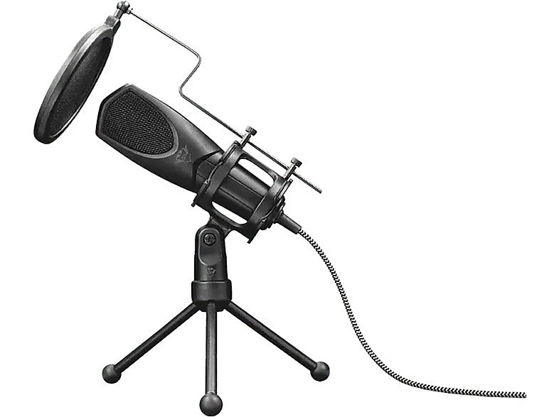 Micrófono - Trust GXT 232 Mantis Streaming, Con trípode, USB, PC PS4, -38 dB, Negro