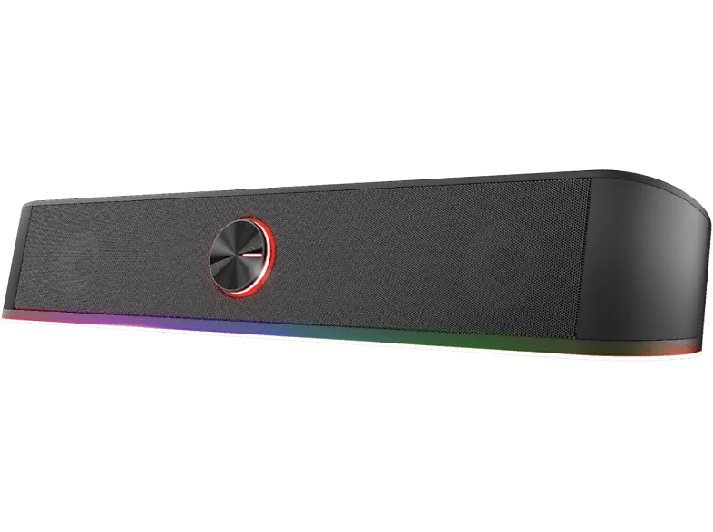 Barra de sonido - Trust GXT 619 Thorne, 12 W, Iluminación RGB, USB, Jack 3.5 mm, Negro