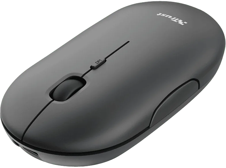 Ratón inalámbrico - Trust Puck, 1600 ppp, Bluetooth, RF inalámbrico, USB-A, USB 2.0, Recargable, Negro