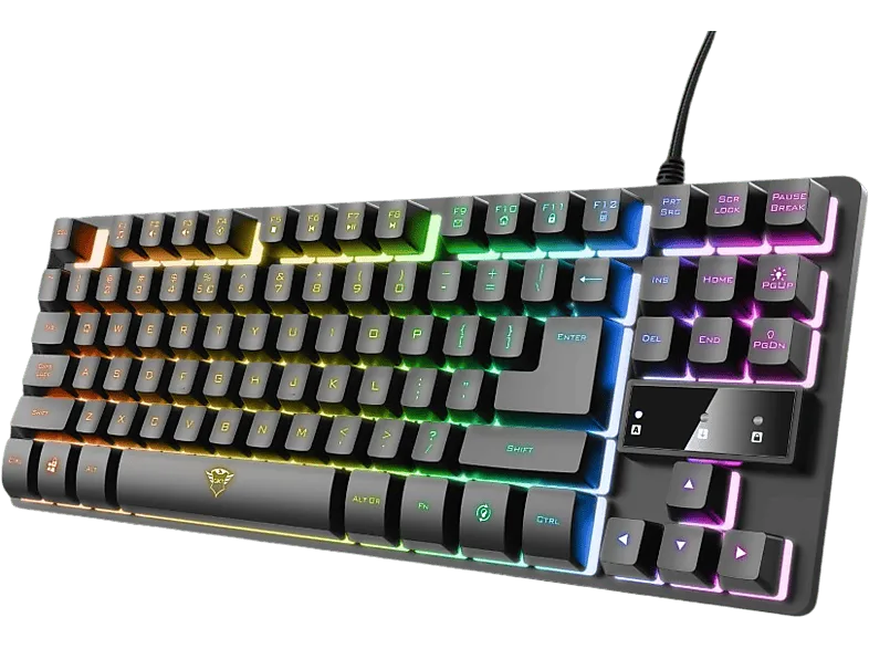 Teclado gaming - Trust GXT 833 Thado TKL, Con Cable, 87 Teclas, Iluminación RGB, USB, Anti-Ghosting, Negro