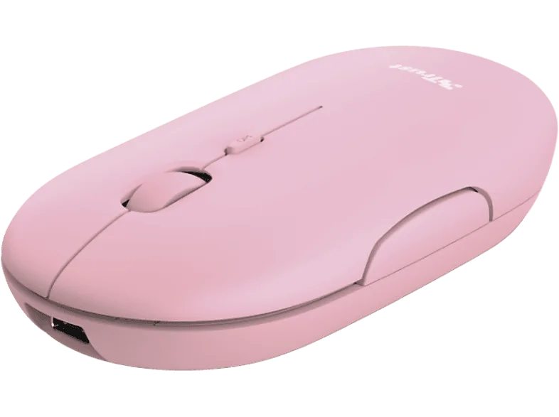 Ratón inalámbrico - Trust Puck, 1600 ppp, Bluetooth, RF inalámbrico, USB-A, USB 2.0, Recargable, Rosa