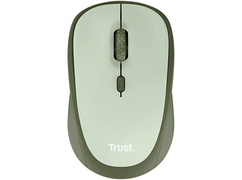 Ratón inalámbrico - Trust Yvi+, RF Wireless, 1600 dpi, 83% de plástico reciclado, Verde – Verde