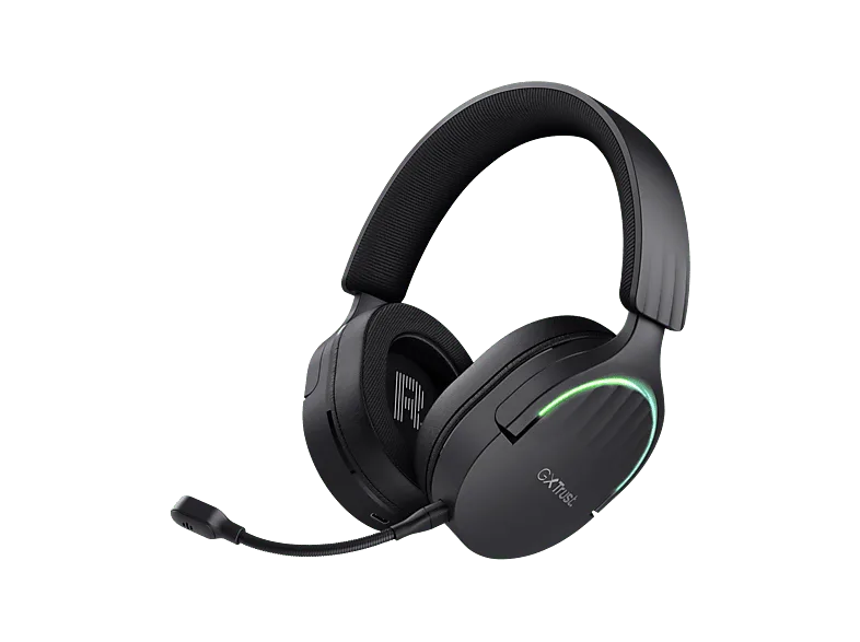 Auriculares gaming - Trust GXT 491, Circumaurales, Bluetooth, Con micrófono, Iluminación RGB, Negro