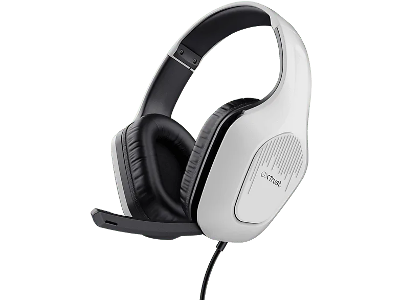 Auriculares gaming - Trust GXT 415W Zirox, Con Cable, Circumaurales, Winning White