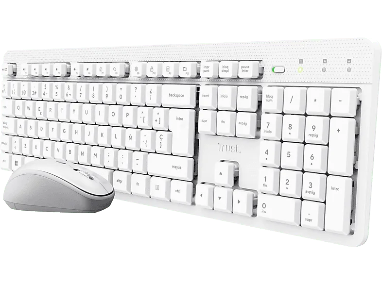 Pack Teclado + Ratón - Trust Ody II, Inalámbrico, Silencioso, Blanco