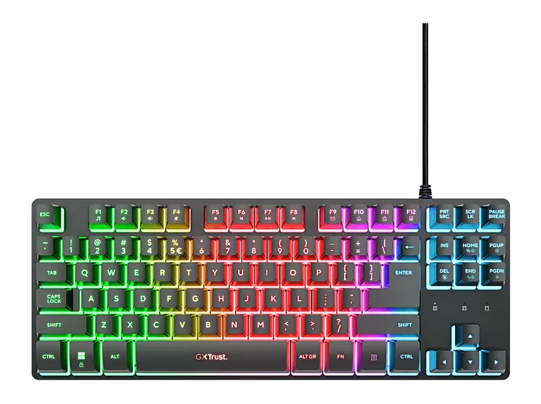 Teclado gaming - Trust GXT 833 Thado TKL,Teclas iluminadas, Con Cable, Negro