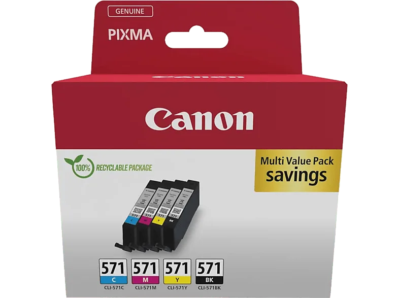 Cartucho de tinta - Canon CLI-571, 349 páginas, Negro, Magenta, Cian, y Amarillo