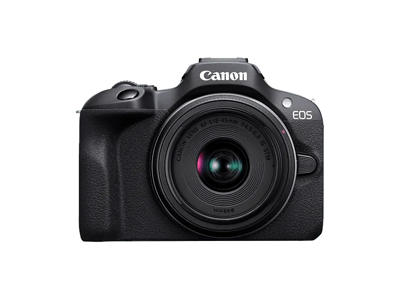 Cámara EVIL - Canon EOS R100 + Objetivo RF-S 18-45mm SD de 64GB, 24.1 megapíxel, 7.5 cm, Wi-Fi, Negro