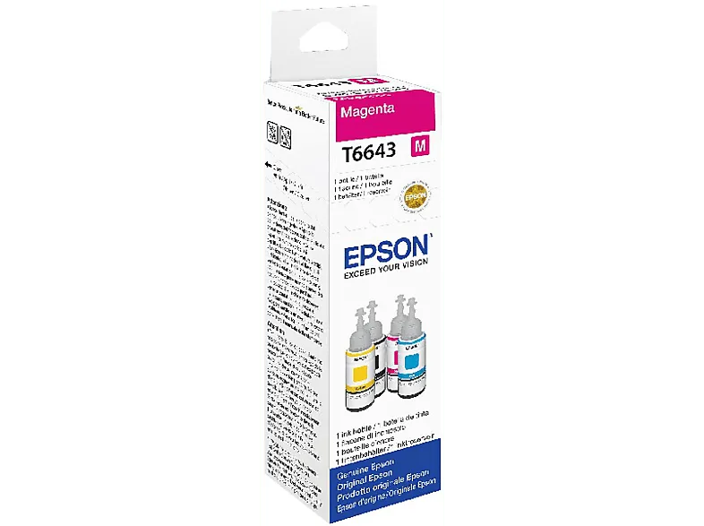 Botella de tinta - Epson T6643 EcoTank, Compatible con ET-2600, 70 ml, Magenta (imagen 1 de 3)