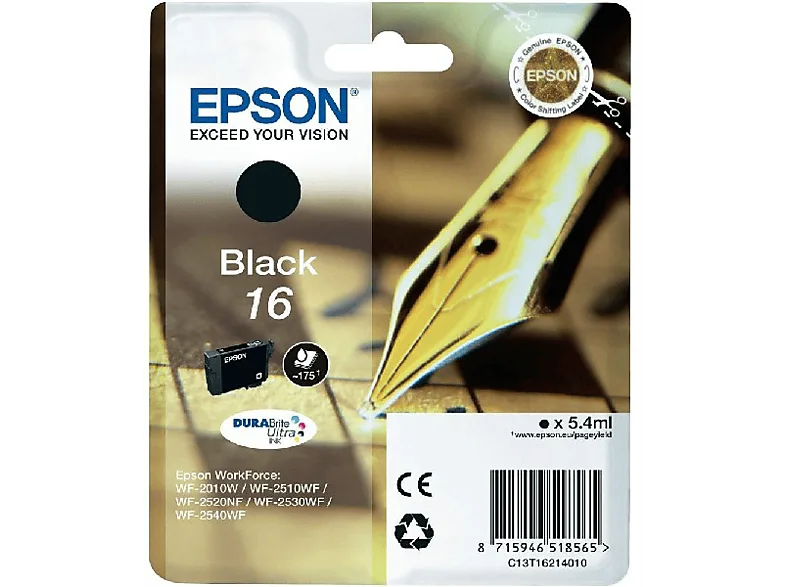 Cartucho de tinta - Epson 16 impresión 1 x negro 175 páginas