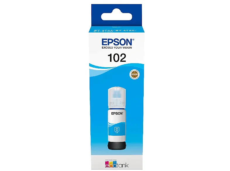 Botella de tinta - Epson 102 EcoTank, Compatible con ET-2856 / ET-3850, 70 ml, Cian – Cian