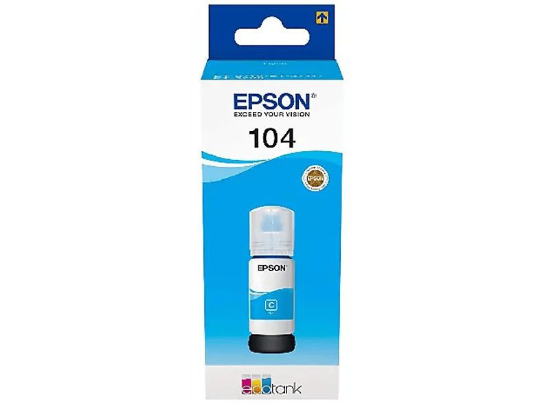 Botella de tinta - Epson 104 EcoTank, Compatible con ET-2865 / ET-2876 ET-1810, 65 ml, Cian