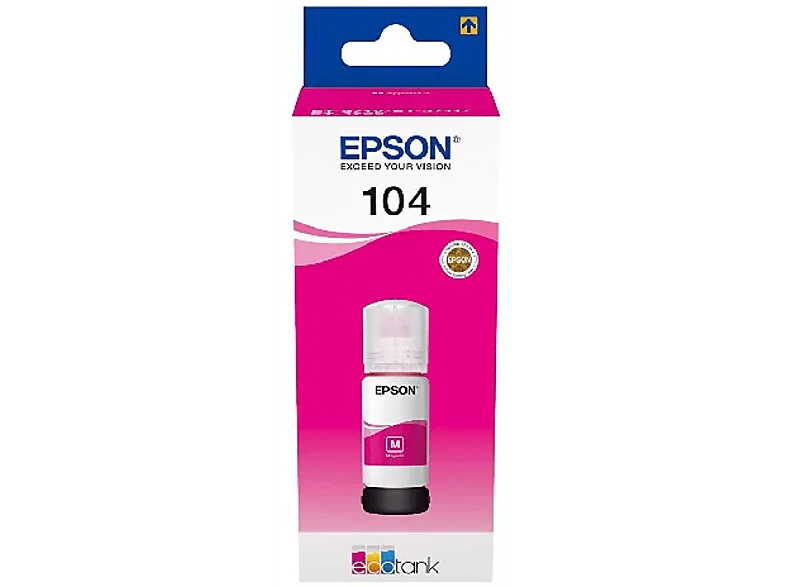 Botella de tinta - Epson 104 EcoTank, Compatible con ET-2865 / ET-2876 ET-1810, 65 ml, Magenta