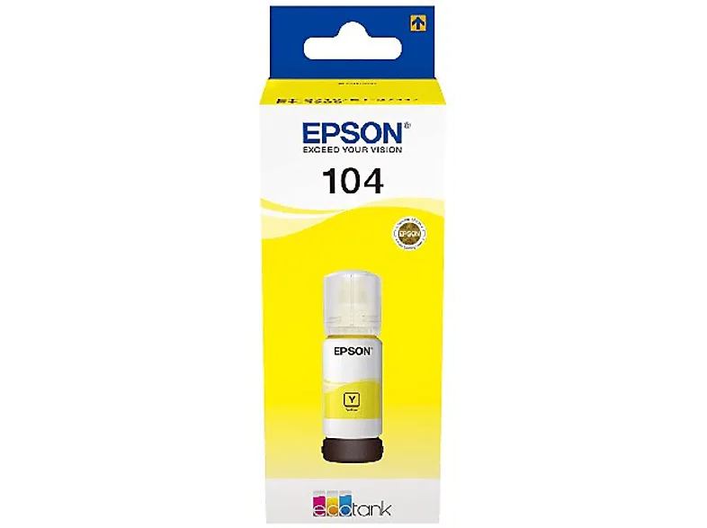 Botella de tinta - Epson 104 EcoTank, Comptatible con ET-2865 / ET-2876 ET-1810, 65 ml, Amarillo