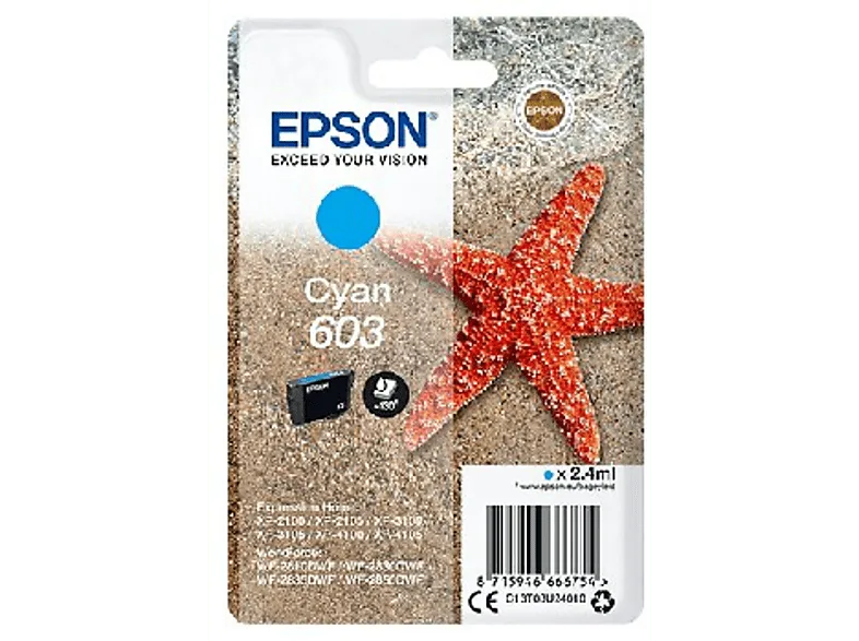 Cartucho de tinta - Epson 603 Cian, 2.4 ml