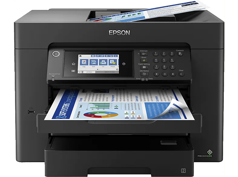 Impresora multifunción - Epson WorkForce WF-7840DTWF, PrecisionCore™, B/N, DURABrite™, Formato A3, Negro