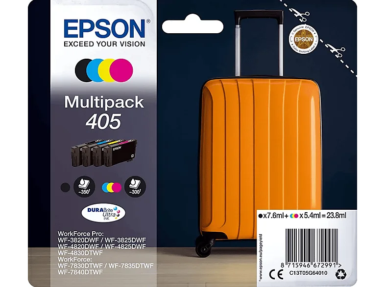 Cartucho de tinta - Epson C13T05G64010, Pack Negro + Cian Magenta Amarillo, Hasta 1650 páginas, 23.8 ml, Multicolor (imagen 1 de 2)