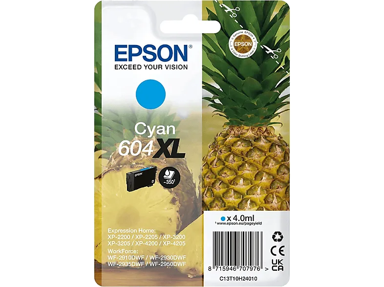 Cartucho de tinta - Epson 604XL INK, Tamaño XL, Hasta 500 páginas, Cian