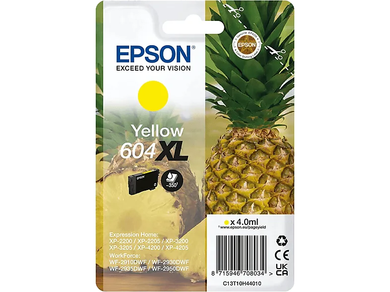 Cartucho de tinta - Epson 604XL INK, Tamaño XL, Hasta 500 páginas, Amarillo – Amarillo