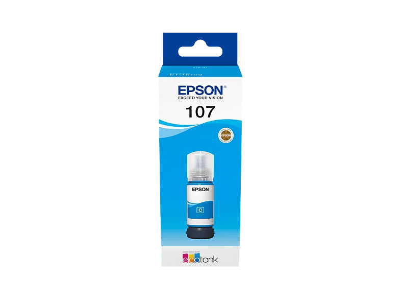 Cartucho de tinta - Epson 107 EcoTank, Compatible con EcoTank ET-18100, Imprime hasta 2100 fotos, Cian