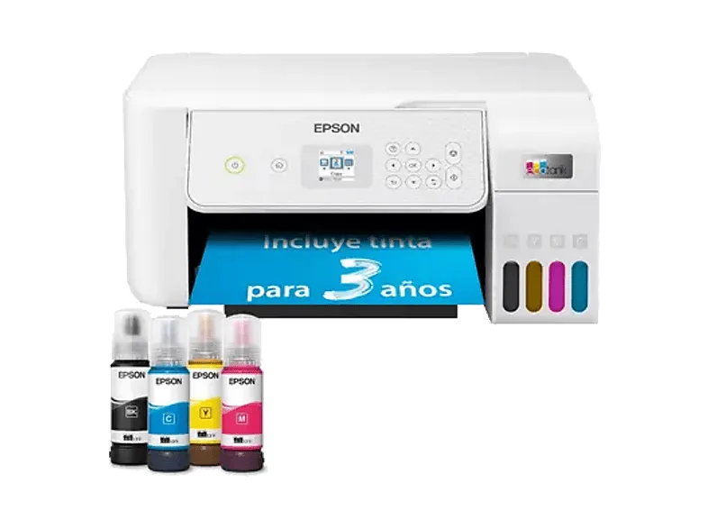 Impresora multifunción tinta - Epson EcoTank ET-2876, Serie 2870, Color, Tinta recargable, WiFi, Blanco
