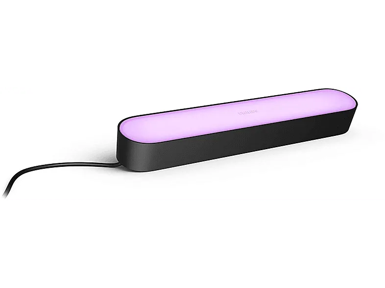 Barra Luces LED - Philips Hue Play, Inteligente, RGB, Control App y Voz, Con Alimentador (Para PC/TV), Zigbee+Bluetooth, Negro