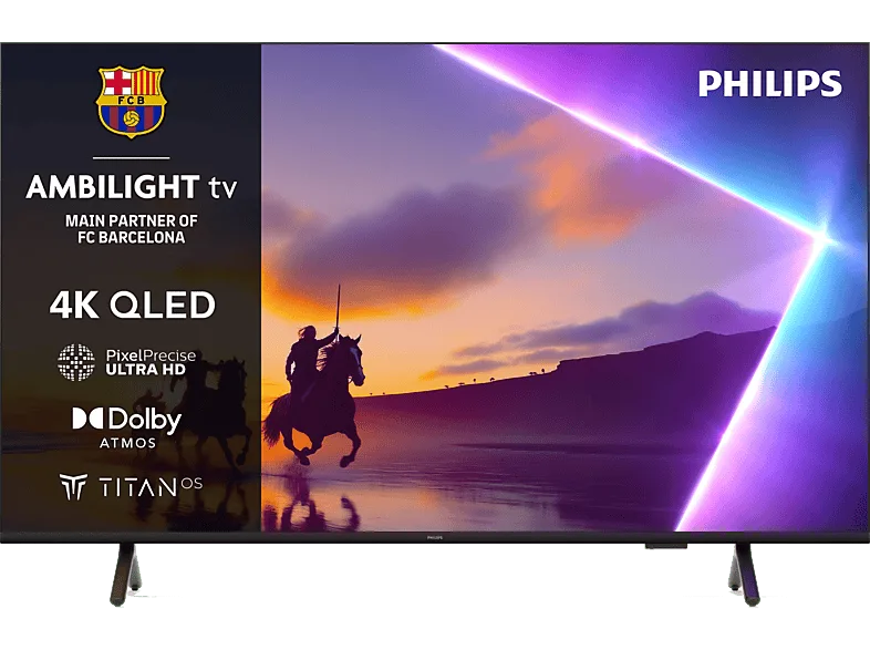 TV QLED 50" - Philips Ambilight 50PUS8510/12, UHD 4K, Titan OS, Smart TV, Pixel Precise Ultra HD, Dolby Atmos, Negro mate