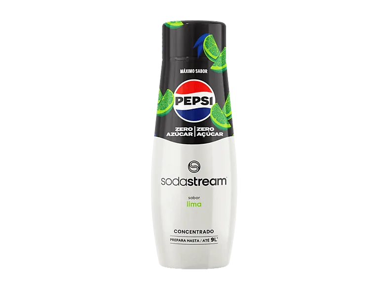 Concentrado para máquina gasificadora - SodaStream Pepsi Zero Lima, 440ml, Prepara hasta 9 litros de agua con gas saborizada, Sabor lima