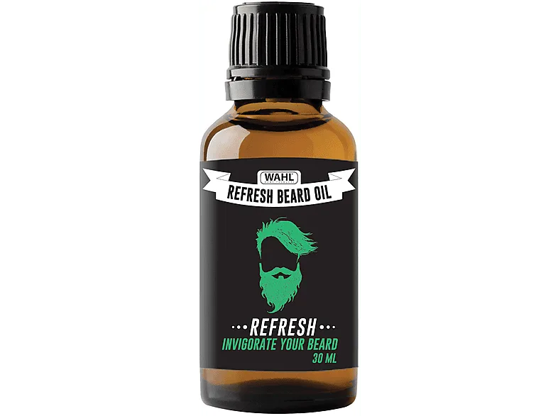 Aceite para la barba - WAHL 3999.0460 Refrescante, 0.03 l, Con aromas de menta fresca, eucalipto y árbol té