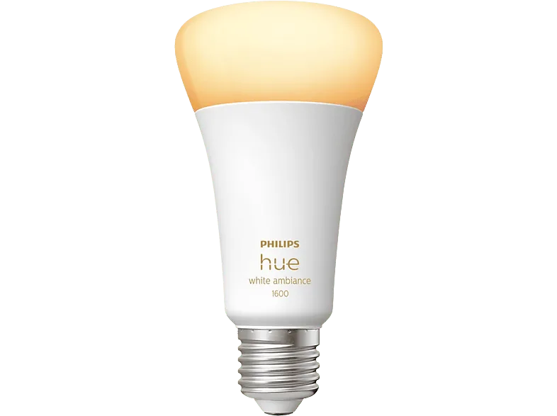 Bombilla Inteligente - Philips Hue LED E27 13.5W, 1600 lm, Blanco Regulable, Zigbee+Bluetooth, Compatible Alexa/Google