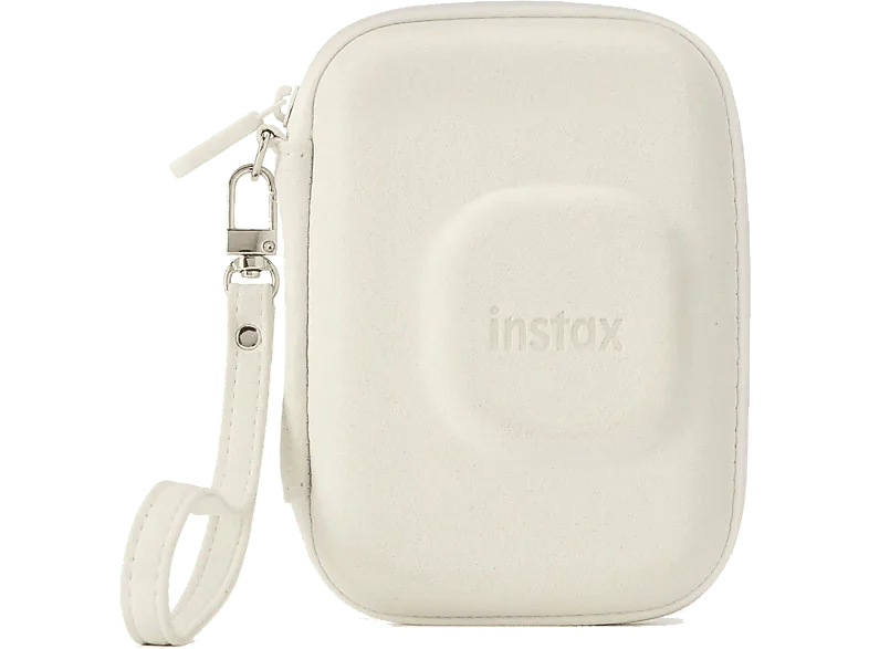 Funda cámara - Fujifilm Instax Mini Liplay Case, Terciopelo, Cierre de Cremallera, Misty White