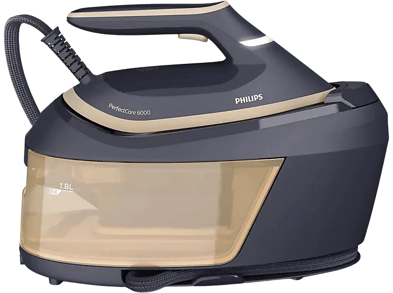 Centro de planchado - Philips PerfectCare Serie PSG6066/20, 2400W, 130 g/min, 1.2l, OptimalTEMP, Hierro, Gris