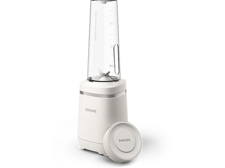 Batidora de vaso - Philips HR2500/00 Eco Conscious Edition, Diseño sostenible, 0.6 l, 350 W, Mate blanco seda