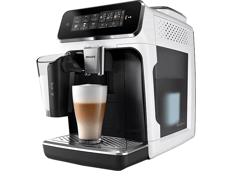 Cafetera superautomática - Philips EP3343/50, 19 bar, 230 W, 0.26 l, SilentBrew, Blanco y negro brillante